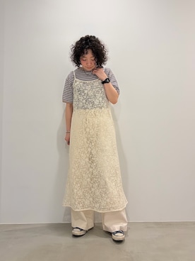 「URBAN RESEARCH DOORS（アーバンリサーチドアーズ）のコットンベーカーパンツ（その他パンツ、ホワイト系）」を使った、**ai**さん（レディース・156cm）の春コーディネート