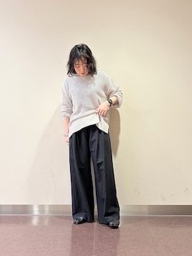 「かぐれ（カグレ）の『セットアップ対応』 タックイージパンツ（その他パンツ、ブラック系）」を使った、**ai**さん（レディース・156cm）の春コーディネート