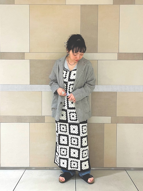 モヘアパッチワークニットワンピース モヘアパッチワークニットワンピース