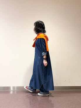 「URBAN RESEARCH DOORS（アーバンリサーチドアーズ）のライトコットンデニムシャツワンピース（ワンピース、ブルー系）」を使った、**ai**さん（レディース・156cm）の春コーディネート