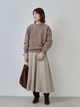 「アイテム（スカート、ベージュ系）」を使った、erikaさん（レディース・163cm）の冬コーディネート
