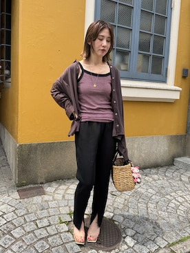 「スリットパンツ」｜erikaさん（レディース・163cm）の夏コーディネート