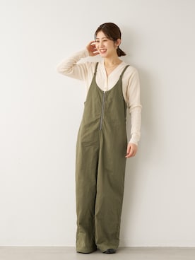 「Johnbull（ジョンブル）のアイテム（オールインワン・サロペット）」を使った、erikaさん（レディース・163cm）の秋コーディネート