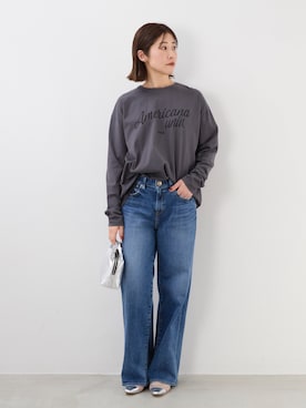 レインボー様②C6264 AmericanaスリットTシャツコーデ AMERICANAのTシャツ/カットソーを使った人気ファッション