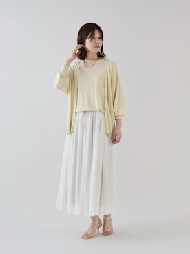「marmors（マルモア）の【marmors】 バックタックフレンチスリーブニット〈アンサンブル対応〉（ニット/セーター、イエロー系）」を使った、erikaさん（レディース・163cm）の夏コーディネート