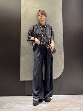 「HARE（ハレ）のチェーンラペルブローチ(HARE)（ネックレス、シルバー系）」を使った、mia4422hさん（レディース・166cm）の春コーディネート