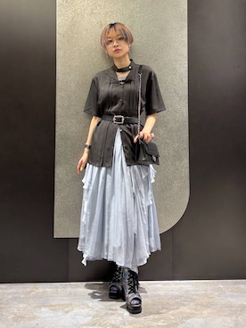 「HARE（ハレ）のスニーカーチャンキーブーサン(HARE)（ブーツ、シルバー系）」を使った、mia4422hさん（レディース・166cm）の春コーディネート