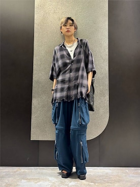 「HARE（ハレ）のフラワーシシュウリブタンク(HARE)（タンクトップ、ホワイト系）」を使った、mia4422hさん（レディース・166cm）の夏コーディネート