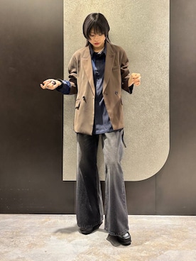 「HARE（ハレ）のアイテム（テーラードジャケット、ブラウン系）」を使った、mia4422hさん（レディース・166cm）の春コーディネート