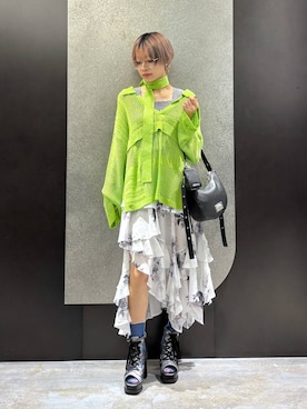 「HARE（ハレ）のスニーカーチャンキーブーサン(HARE)（ブーツ、シルバー系）」を使った、mia4422hさん（レディース・166cm）の春コーディネート
