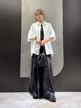 「HARE（ハレ）のメタルループタイ(HARE)（ネックレス、シルバー系）」を使った、mia4422hさん（レディース・166cm）の春コーディネート