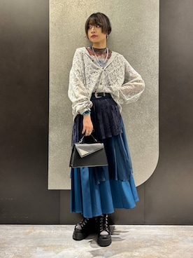 「HARE（ハレ）のアシメミックスプリーツスカート(HARE)（スカート）」を使った、mia4422hさん（レディース・166cm）の春コーディネート