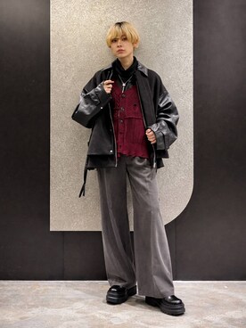 「アイテム（スラックス）」を使った、mia4422hさん（レディース・166cm）の冬コーディネート