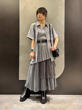 「HARE（ハレ）のアシメミックスプリーツスカート(HARE)（スカート）」を使った、mia4422hさん（レディース・166cm）の春コーディネート