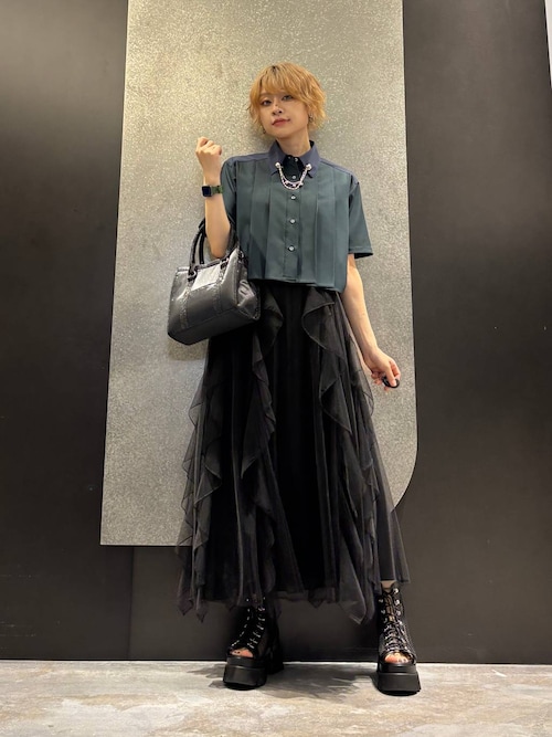 HARE ブラウス シャツ ハイショクプリーツショートシャツ(HARE