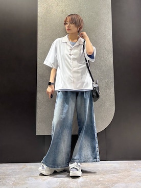 「HARE（ハレ）の【MADE IN JAPAN】ステンレスチェーンネックレス(HARE)（ネックレス、シルバー系）」を使った、mia4422hさん（レディース・166cm）の春コーディネート