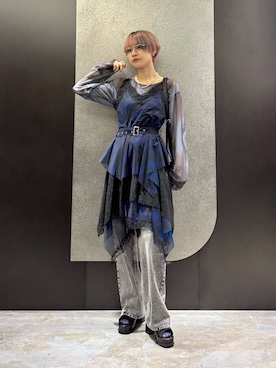 「HARE（ハレ）のスニーカーチャンキーブーサン(HARE)（ブーツ、ブラック系）」を使った、mia4422hさん（レディース・166cm）の春コーディネート