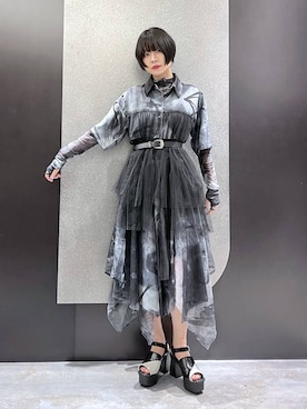 「アイテム（Tシャツ/カットソー、ブラック系）」を使った、mia4422hさん（レディース・166cm）の春コーディネート