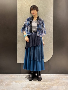 「HARE（ハレ）のアシメミックスプリーツスカート(HARE)（スカート）」を使った、mia4422hさん（レディース・166cm）の春コーディネート