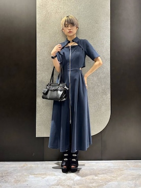 「HARE（ハレ）のカナグナローボレロカットワンピース(HARE)（ワンピース、ブルー系）」を使った、mia4422hさん（レディース・166cm）の夏コーディネート