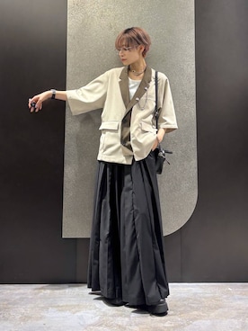 「HARE（ハレ）のチェーンラペルブローチ(HARE)（ネックレス、シルバー系）」を使った、mia4422hさん（レディース・166cm）の春コーディネート