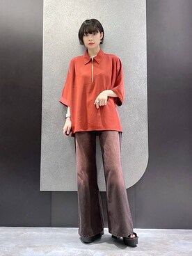 「アイテム（パンツ、レッド系）」を使った、mia4422hさん（レディース・166cm）の夏コーディネート