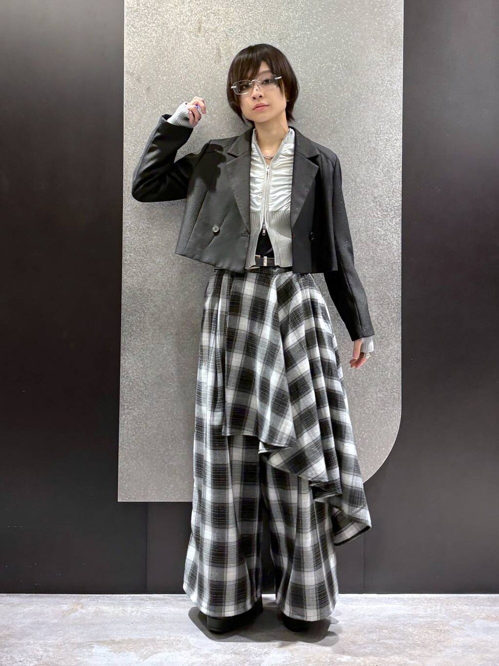 UNDERGROUND MODE】チェックレイヤードパンツ(HARE)を使ったレディース