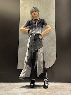 「アイテム（デニムスカート）」を使った、mia4422hさん（レディース・166cm）の夏コーディネート