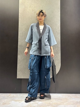 「HARE（ハレ）のフラワーシシュウリブタンク(HARE)（タンクトップ、ホワイト系）」を使った、mia4422hさん（レディース・166cm）の夏コーディネート