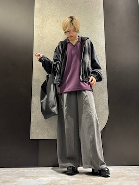 「アイテム（スウェット、パープル系）」を使った、mia4422hさん（レディース・166cm）の秋コーディネート