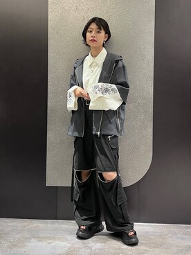 「HARE（ハレ）の2WAY-ZIPカーゴパンツ(HARE)（カーゴパンツ）」を使った、mia4422hさん（レディース・166cm）の夏コーディネート