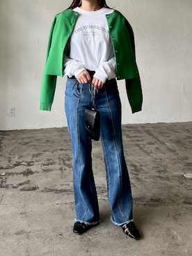 「LIAN（リアン）のアイテム（Tシャツ/カットソー）」を使った、Lianさん（レディース・157cm）の冬コーディネート