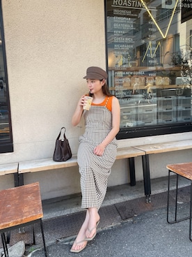 「カラー×コーデ」｜「アイテム（ワンピース）」を使った、Lianさん（レディース・157cm）の夏コーディネート