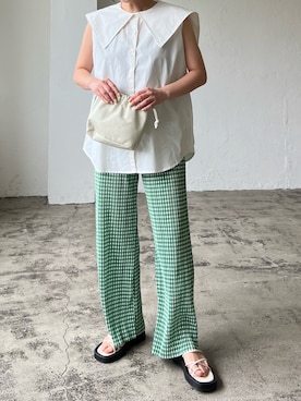 「アイテム（バッグ、ホワイト系）」を使った、Lianさん（レディース・157cm）の春コーディネート