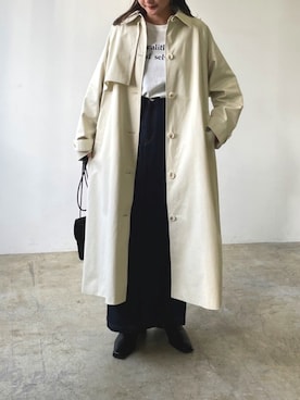 「アイテム（ステンカラーコート）」を使った、Lianさん（レディース・157cm）の冬コーディネート