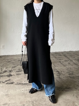 「LIAN（リアン）のアイテム（Tシャツ/カットソー）」を使った、Lianさん（レディース・157cm）の冬コーディネート