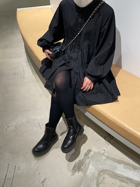 「アイテム（シャツワンピース、ブラック系）」を使った、Lianさん（レディース・157cm）の秋コーディネート