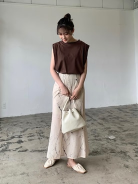 「LIAN（リアン）のアイテム（Tシャツ/カットソー）」を使った、Lianさん（レディース・157cm）の夏コーディネート