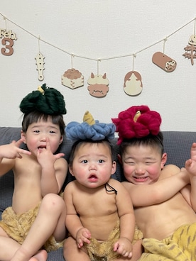 「アイテム（ファッション雑貨）」を使った、RION/3兄弟ママ🧸さん（キッズ・100cm）の春コーディネート