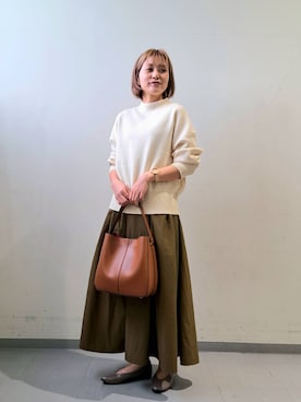 「RODE SKO（ロデスコ）のワンハンドル3WAYバッグ（ハンドバッグ）」を使った、oda8118さん（レディース・152cm）の秋コーディネート