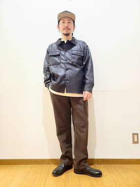 「レザージャケット」｜アライタカノリさん（メンズ・164cm）の冬コーディネート