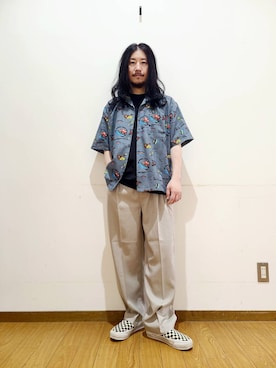 「オープンカラー」｜アライタカノリさん（メンズ・164cm）の夏コーディネート