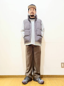 「アイテム（ダウンベスト）」を使った、アライタカノリさん（メンズ・164cm）の秋コーディネート