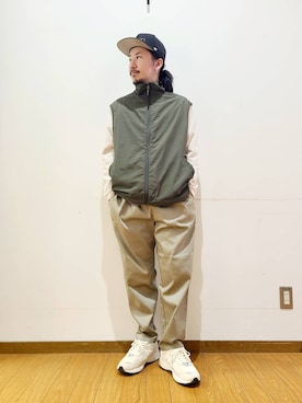 「アイテム（その他アウター、グリーン系）」を使った、アライタカノリさん（メンズ・164cm）の秋コーディネート