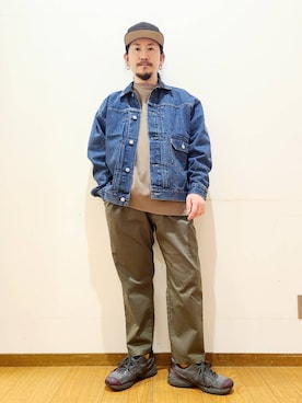 「低身長男子」｜「アイテム（デニムジャケット）」を使った、アライタカノリさん（メンズ・164cm）の冬コーディネート