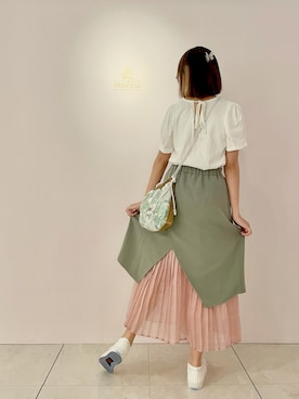 「アイテム（バレッタ/ヘアクリップ、ホワイト系）」を使った、ミルクセーキさん（レディース・152cm）の夏コーディネート