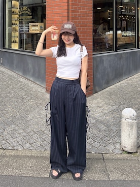 「アイテム（キャップ）」を使った、SAKURAさん（骨格ストレート・レディース・161cm）の秋コーディネート