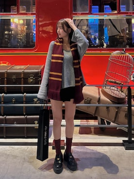 「miu miu（ミュウミュウ）のアイテム（ローファー、ブラック系）」を使った、SAKURAさん（レディース・160cm）の秋コーディネート