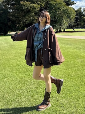 「アイテム（カバーオール）」を使った、SAKURAさん（レディース・161cm）の秋コーディネート