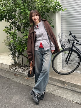 「アイテム（カーディガン/ボレロ）」を使った、SAKURAさん（レディース・161cm）の秋コーディネート